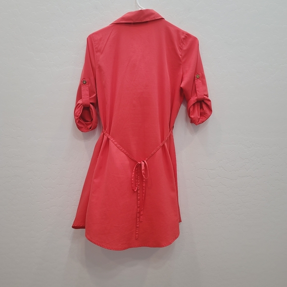 Speed Control Coral Orange Button Down Dress Women's Size Small - Picture 6 of 9